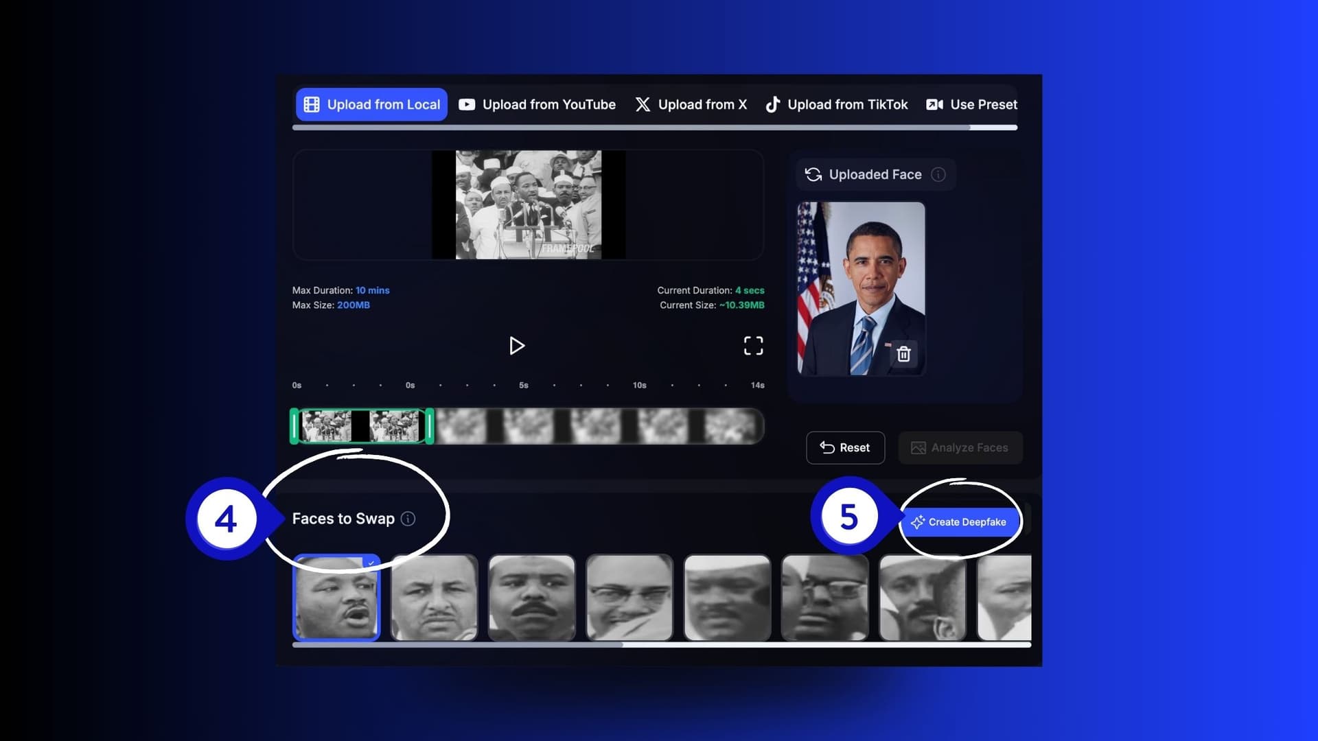 Freely select faces to swap while getting the best AI face-swapping results.