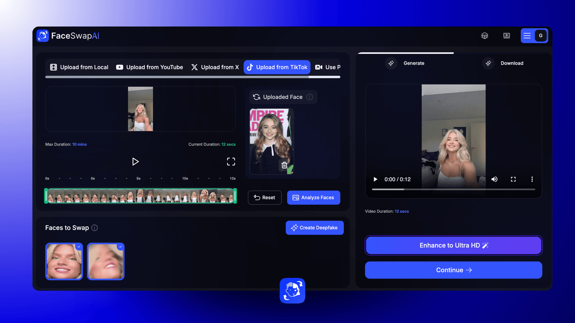 With an intuitive design, users of all skill levels can swap faces in videos quickly and easily.