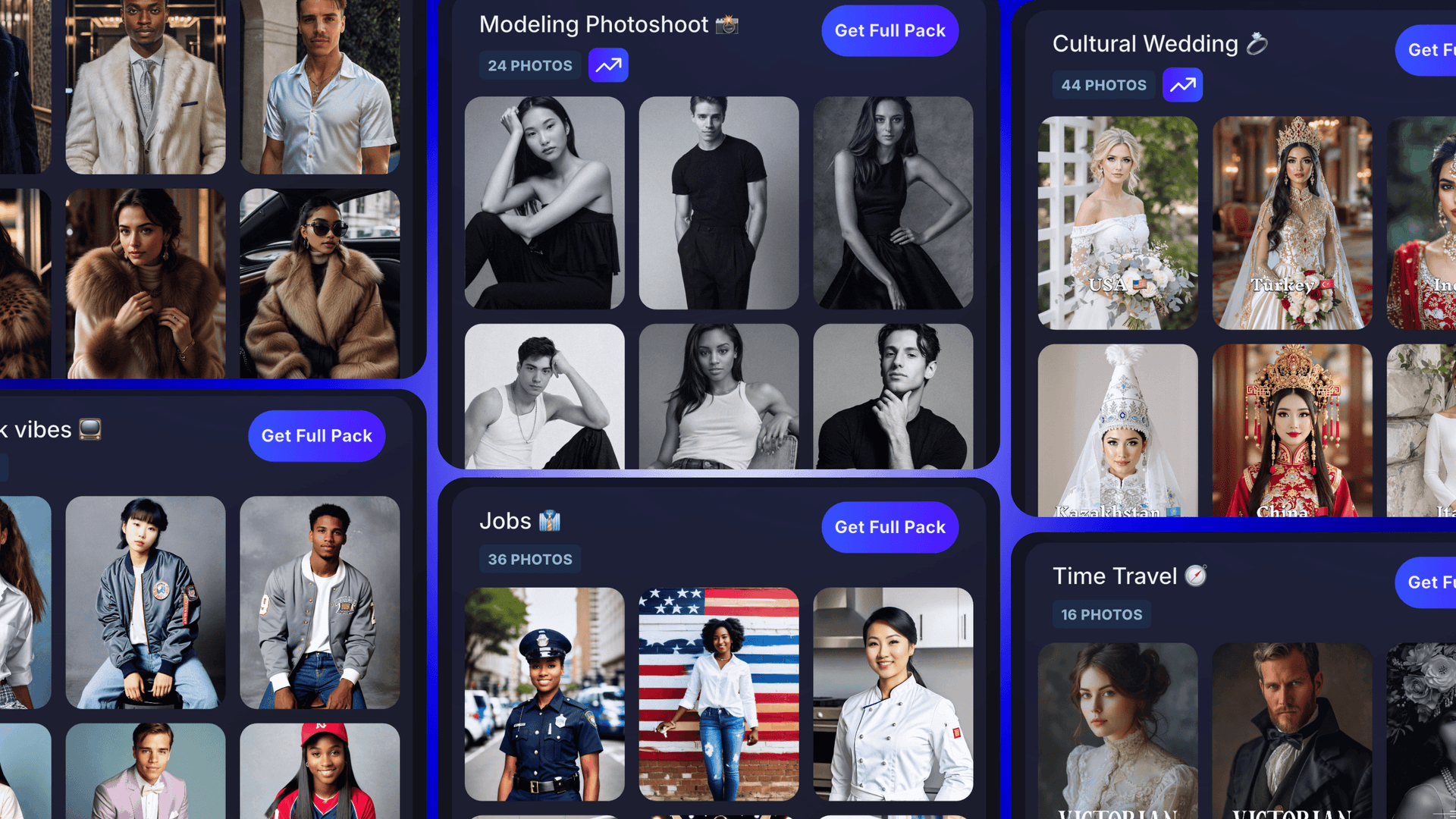 Transform into historical and cultural figures using packs like Cultural Weddings or Selfie Through the Ages.